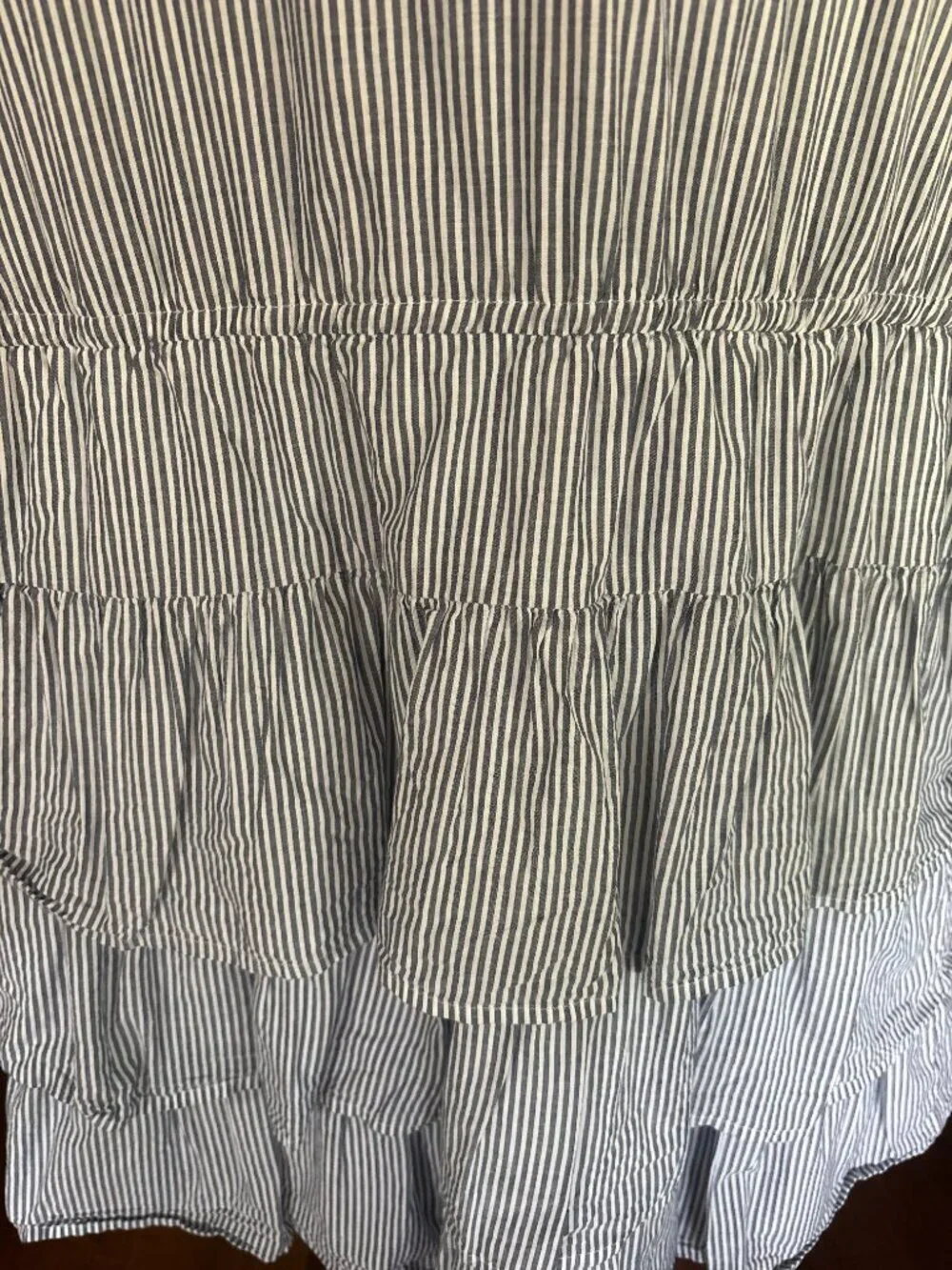 J.Crew Navy White Stripe Long Sleeve Tiered Midi Dress Size 12 Wedding Guest